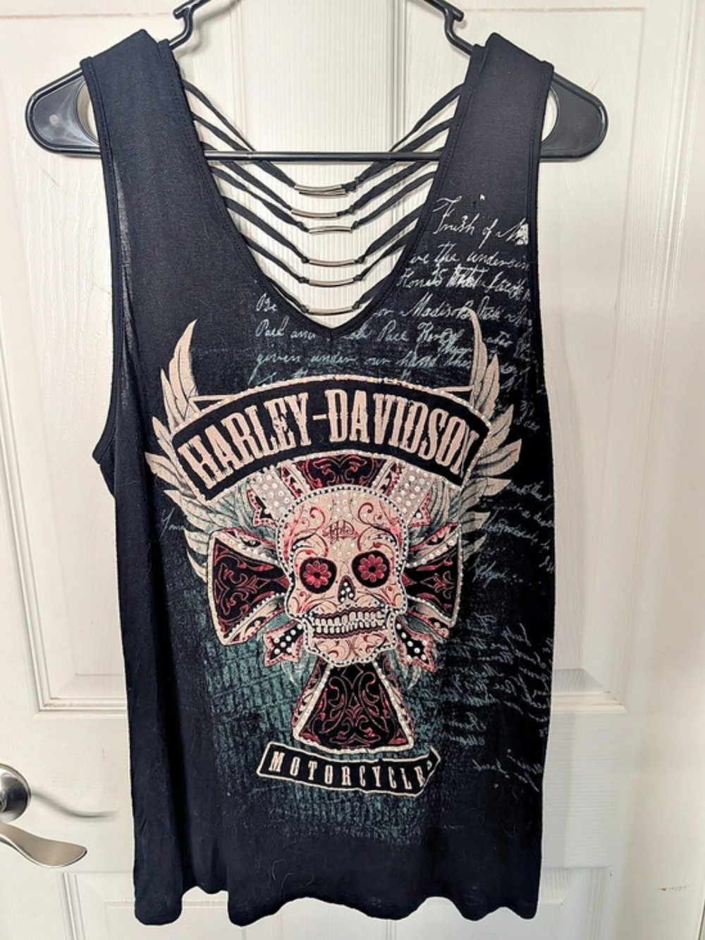 Harley-Davidson Milwaukee Metal Biker Tank Top Graphic Strappy Back Tank Black